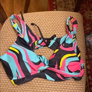 Colorful Striped Bikini Top size 16
